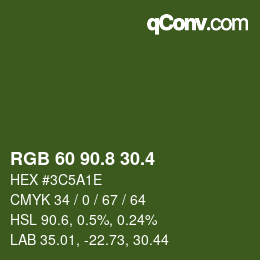 カラーコード: RGB 60 90.8 30.4 | qconv.com