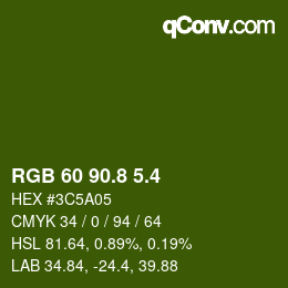 カラーコード: RGB 60 90.8 5.4 | qconv.com