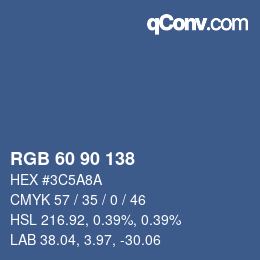 Color code: RGB 60 90 138 | qconv.com
