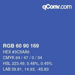 カラーコード: RGB 60 90 169 | qconv.com