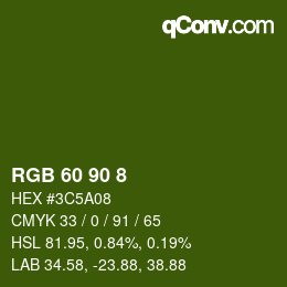 Color code: RGB 60 90 8 | qconv.com