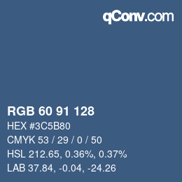 カラーコード: RGB 60 91 128 | qconv.com