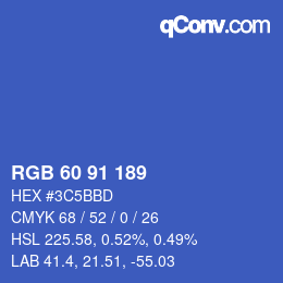 カラーコード: RGB 60 91 189 | qconv.com