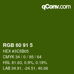 Color code: RGB 60 91 5 | qconv.com