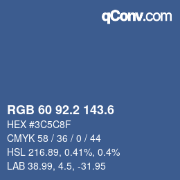 カラーコード: RGB 60 92.2 143.6 | qconv.com