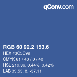 カラーコード: RGB 60 92.2 153.6 | qconv.com