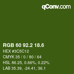 カラーコード: RGB 60 92.2 18.6 | qconv.com