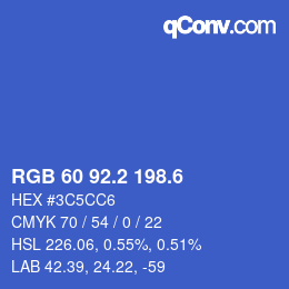 カラーコード: RGB 60 92.2 198.6 | qconv.com