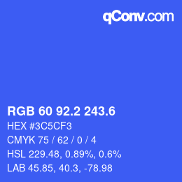 カラーコード: RGB 60 92.2 243.6 | qconv.com