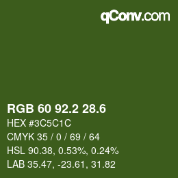 カラーコード: RGB 60 92.2 28.6 | qconv.com