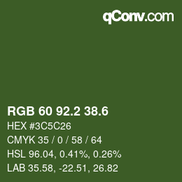 カラーコード: RGB 60 92.2 38.6 | qconv.com