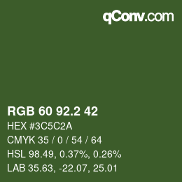 カラーコード: RGB 60 92.2 42 | qconv.com