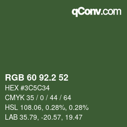 カラーコード: RGB 60 92.2 52 | qconv.com