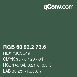 カラーコード: RGB 60 92.2 73.6 | qconv.com