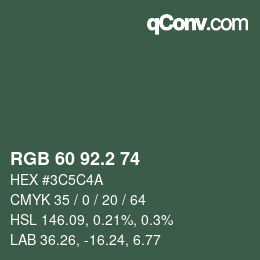 カラーコード: RGB 60 92.2 74 | qconv.com