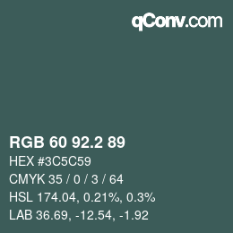 カラーコード: RGB 60 92.2 89 | qconv.com