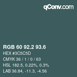 カラーコード: RGB 60 92.2 93.6 | qconv.com