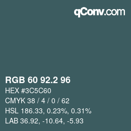 カラーコード: RGB 60 92.2 96 | qconv.com