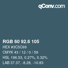 カラーコード: RGB 60 92.6 105 | qconv.com