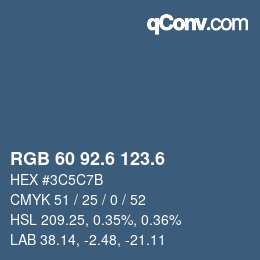 カラーコード: RGB 60 92.6 123.6 | qconv.com