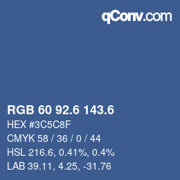 カラーコード: RGB 60 92.6 143.6 | qconv.com