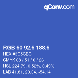カラーコード: RGB 60 92.6 188.6 | qconv.com