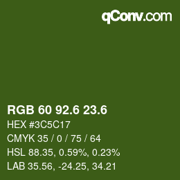 カラーコード: RGB 60 92.6 23.6 | qconv.com