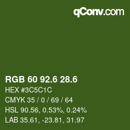 カラーコード: RGB 60 92.6 28.6 | qconv.com