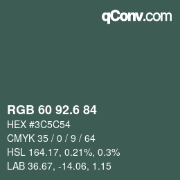 カラーコード: RGB 60 92.6 84 | qconv.com