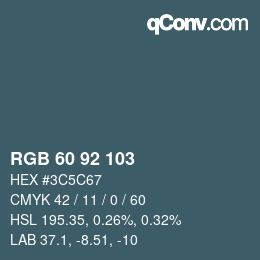 Color code: RGB 60 92 103 | qconv.com
