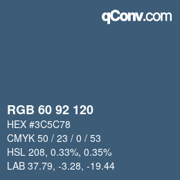 カラーコード: RGB 60 92 120 | qconv.com