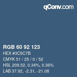 Color code: RGB 60 92 123 | qconv.com