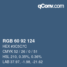 カラーコード: RGB 60 92 124 | qconv.com