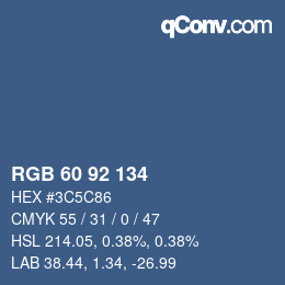カラーコード: RGB 60 92 134 | qconv.com