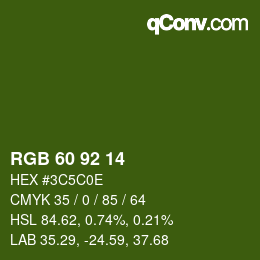 カラーコード: RGB 60 92 14 | qconv.com