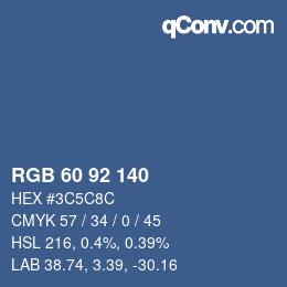 Color code: RGB 60 92 140 | qconv.com