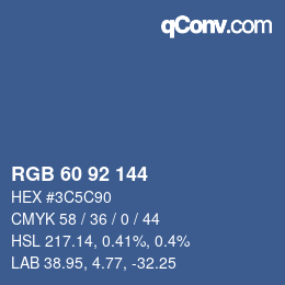 カラーコード: RGB 60 92 144 | qconv.com