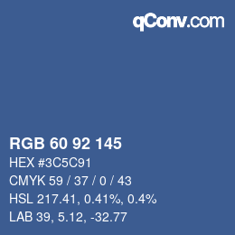 カラーコード: RGB 60 92 145 | qconv.com