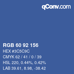 Color code: RGB 60 92 156 | qconv.com