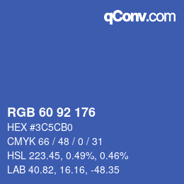 カラーコード: RGB 60 92 176 | qconv.com