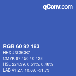 カラーコード: RGB 60 92 183 | qconv.com