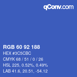 カラーコード: RGB 60 92 188 | qconv.com