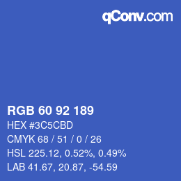 Color code: RGB 60 92 189 | qconv.com