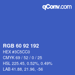 カラーコード: RGB 60 92 192 | qconv.com