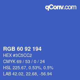 Color code: RGB 60 92 194 | qconv.com