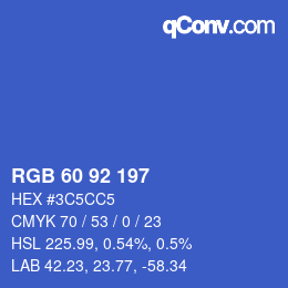 カラーコード: RGB 60 92 197 | qconv.com