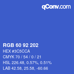カラーコード: RGB 60 92 202 | qconv.com