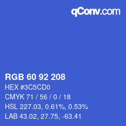 カラーコード: RGB 60 92 208 | qconv.com