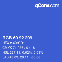 カラーコード: RGB 60 92 209 | qconv.com