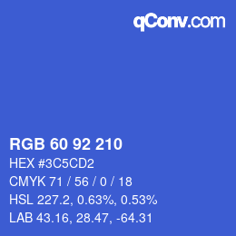 カラーコード: RGB 60 92 210 | qconv.com